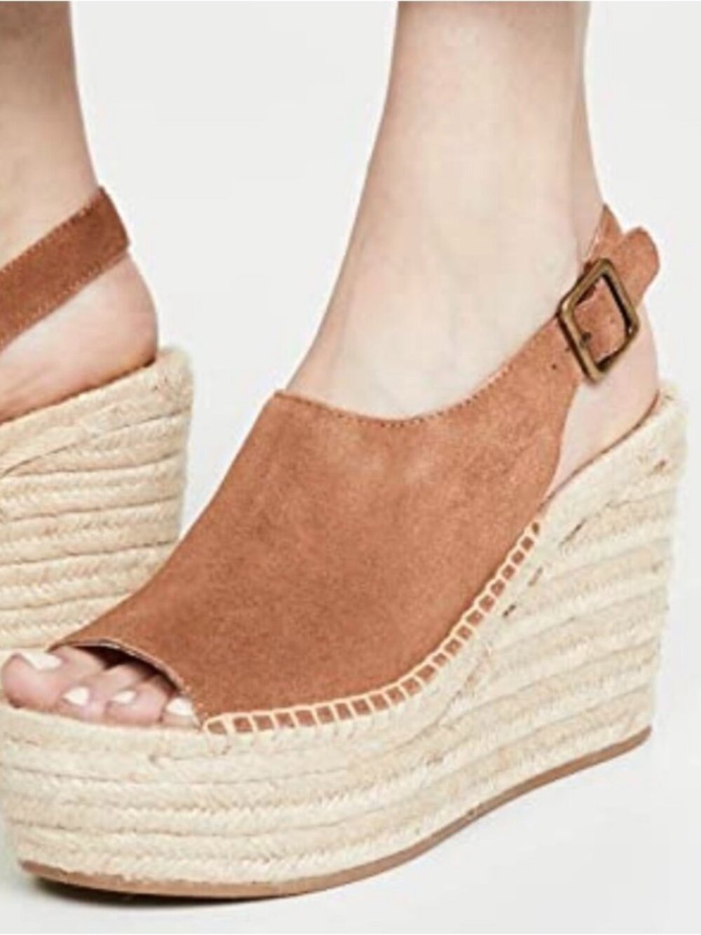 NWOT Soludos Sevilla Tan Suede Espadrille Platform Wedge Slingback Sandals. 7.5